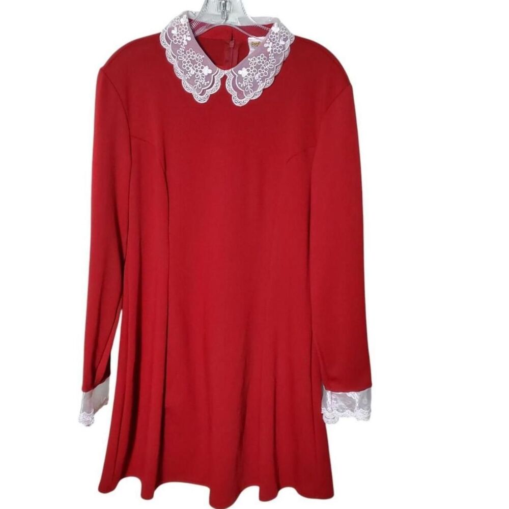 Sabrina Spellman Red White Lace Trim Dress Wm Sz L Cosplay Mod Vintage
